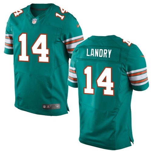 Men's Elite Jarvis Landry Nike Jersey Aqua Green Alternate - #14 NFL Miami Dolphins